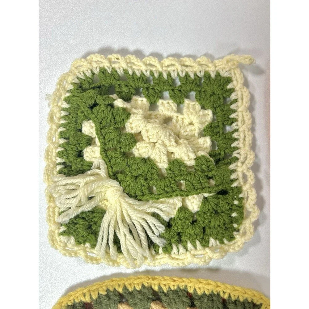 Pot Holders Crochet, Quilted Duck Granny Core Lot of 4 Some Handmade